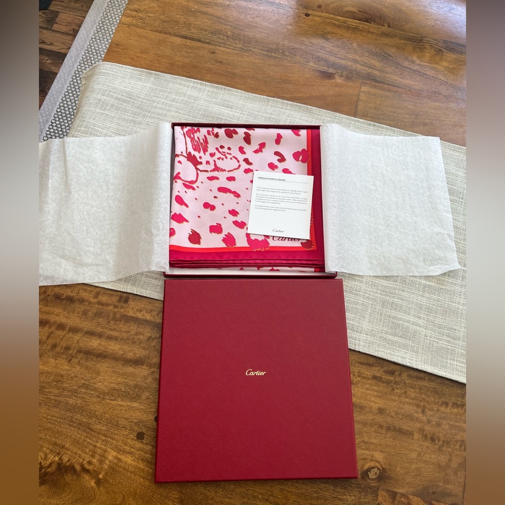 New in box Cartier silk twill scarf